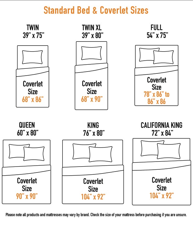 California King Comforter Size Chart