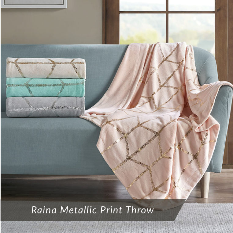 Raina Metallic Print Throw