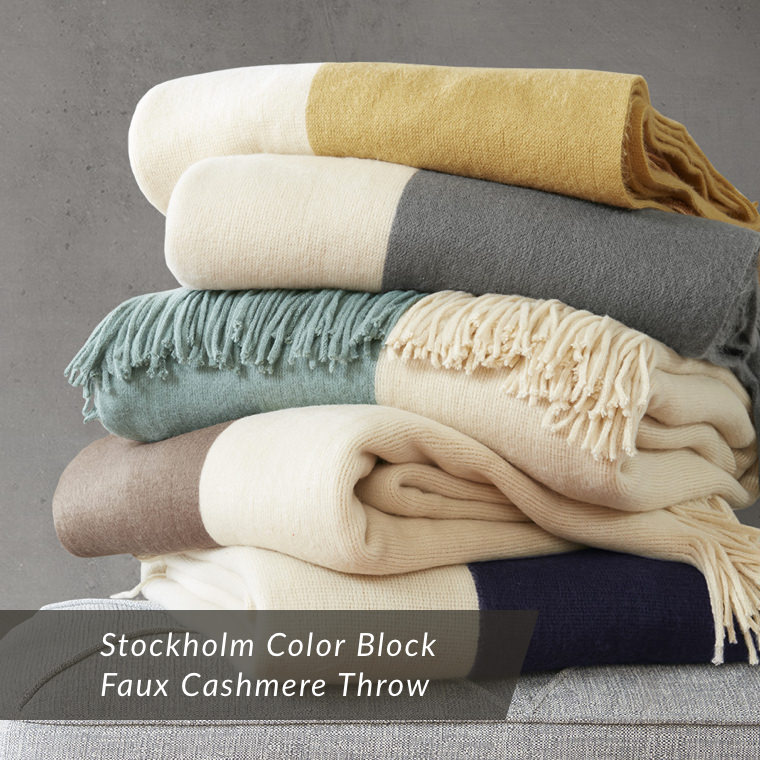 Stockholm Color Block Faux Cashmere Throw